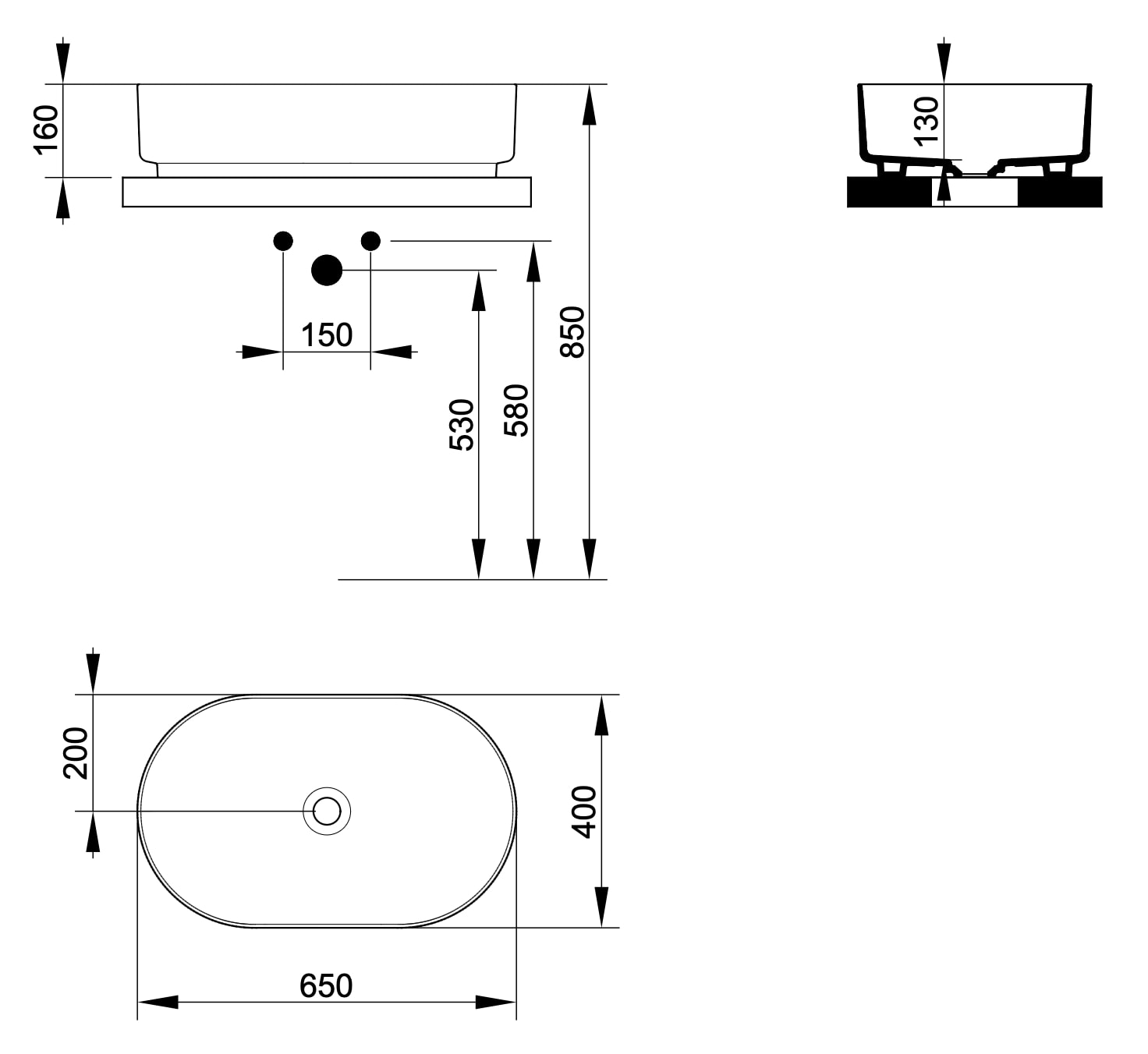 Ceramica Dolomite - disegno tecnico - D3108