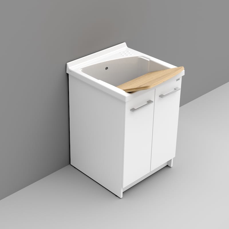 Ceramica Dolomite - accessorio A006101 - Meuble sous lavoir pour lavoir Revine 61x61x81 en aggloméré mélaminé revêtu en mélaminé, planche en bois comprise.