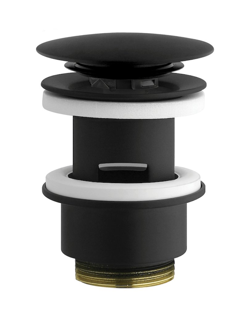 Ceramica Dolomite - accessorio V302181 - Push button pop-up waste, with overflow, black.
