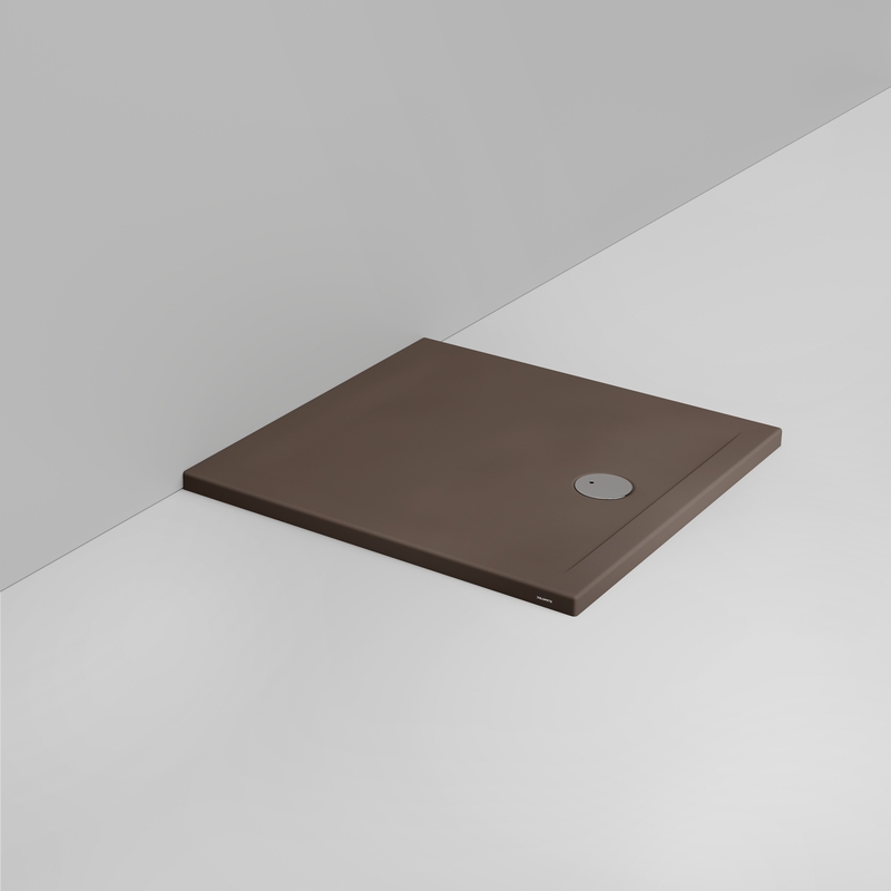 Ceramica Dolomite Square shower Tray waste towards front H4 90×90 – Squash - Matt alpine brown