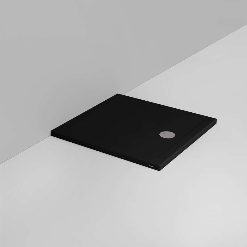 Ceramica Dolomite Square shower Tray waste towards front H4 90×90 – Squash - Matt black