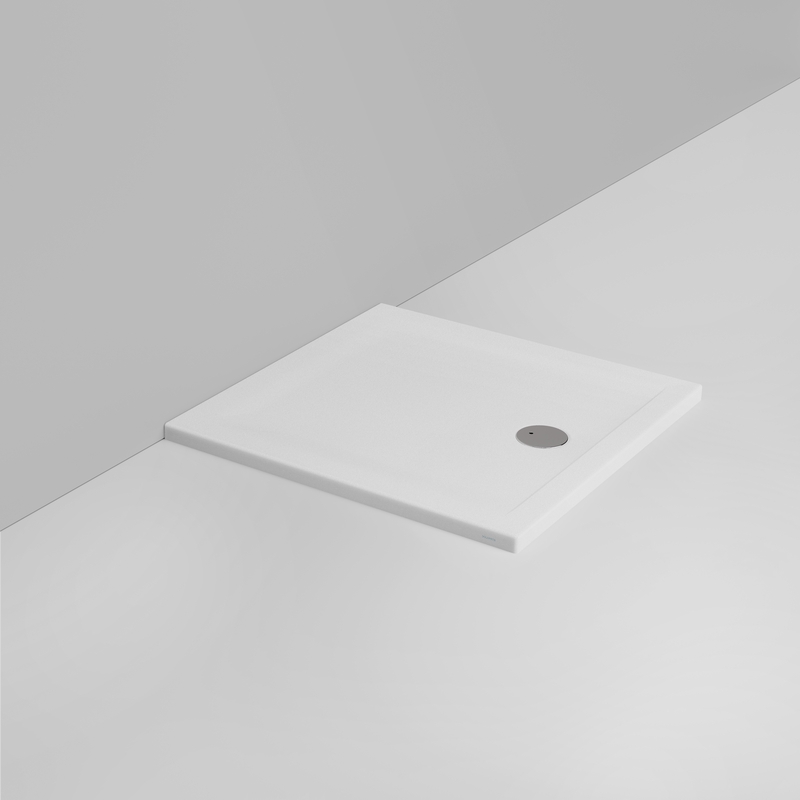 Ceramica Dolomite Square shower Tray waste towards front H4 90×90 – Squash - Matt white anti-slip