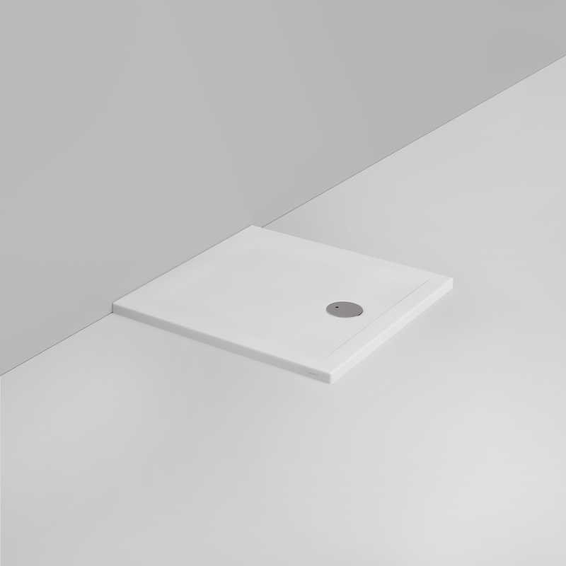 Ceramica Dolomite Square shower Tray waste towards front H4 80×80 – Squash - Matt white