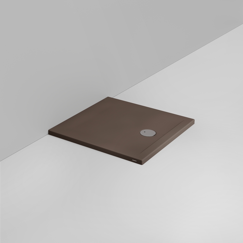 Ceramica Dolomite Square shower Tray waste towards front H4 80×80 – Squash - Matt alpine brown