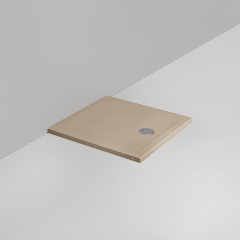 Ceramica Dolomite Square shower Tray waste towards front H4 80×80 – Squash - Matt natural beige