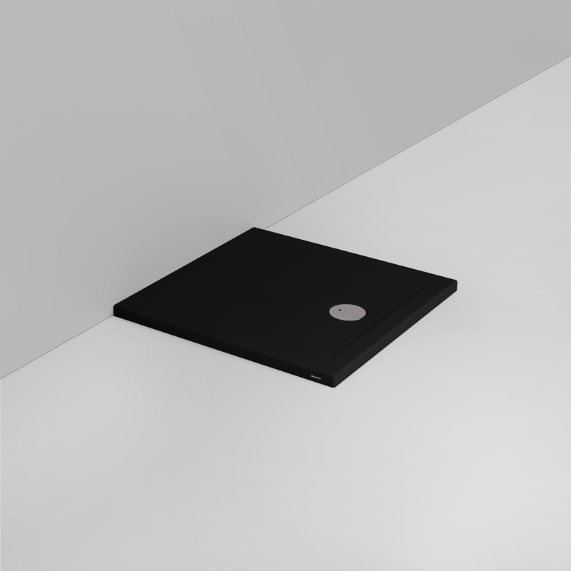 Ceramica Dolomite Square shower Tray waste towards front H4 80×80 – Squash - Matt black