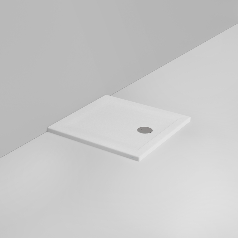 Ceramica Dolomite Square shower Tray waste towards front H4 80×80 – Squash - Matt white anti-slip