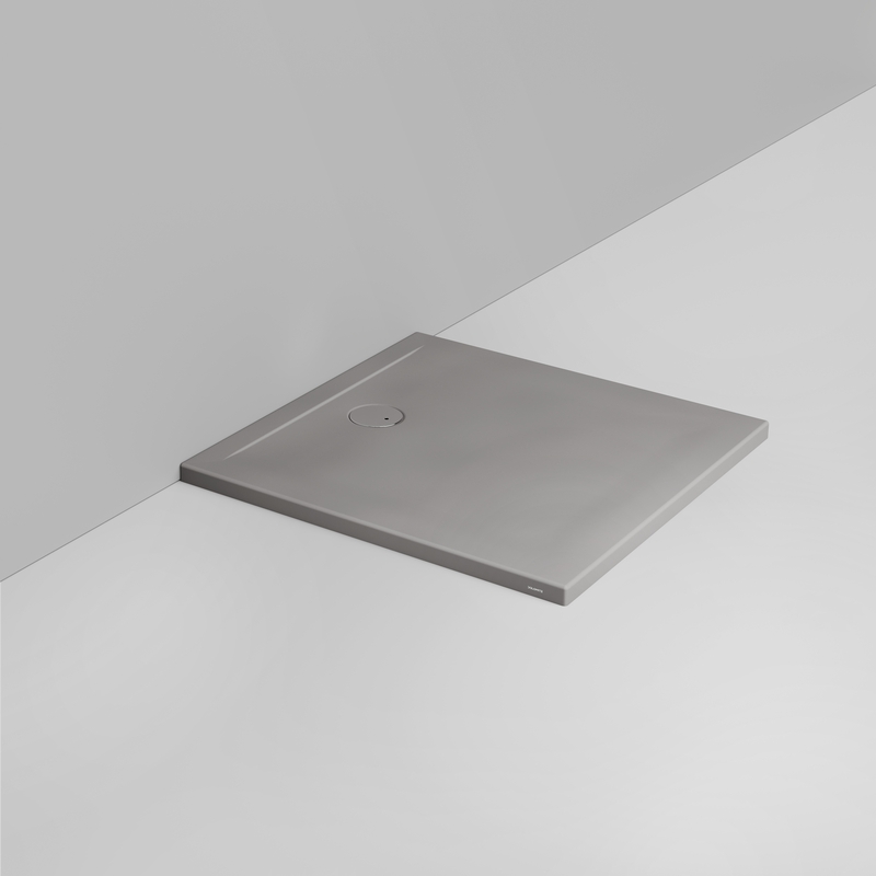 Ceramica Dolomite Square shower Tray waste towards wall H4 90×90 – Squash - Matt concrete grey