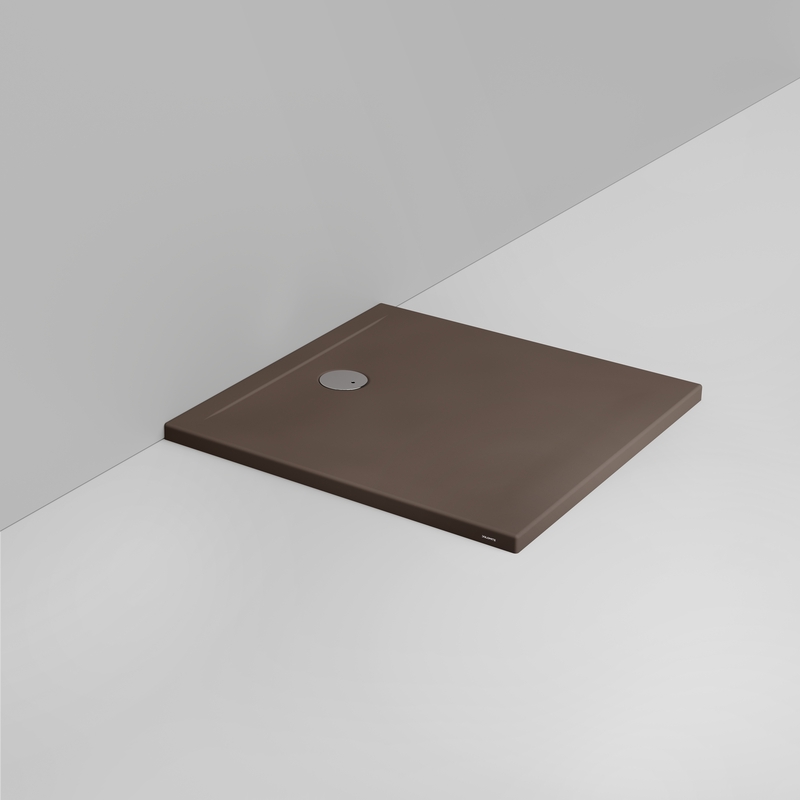 Ceramica Dolomite Square shower Tray waste towards wall H4 90×90 – Squash - Matt alpine brown