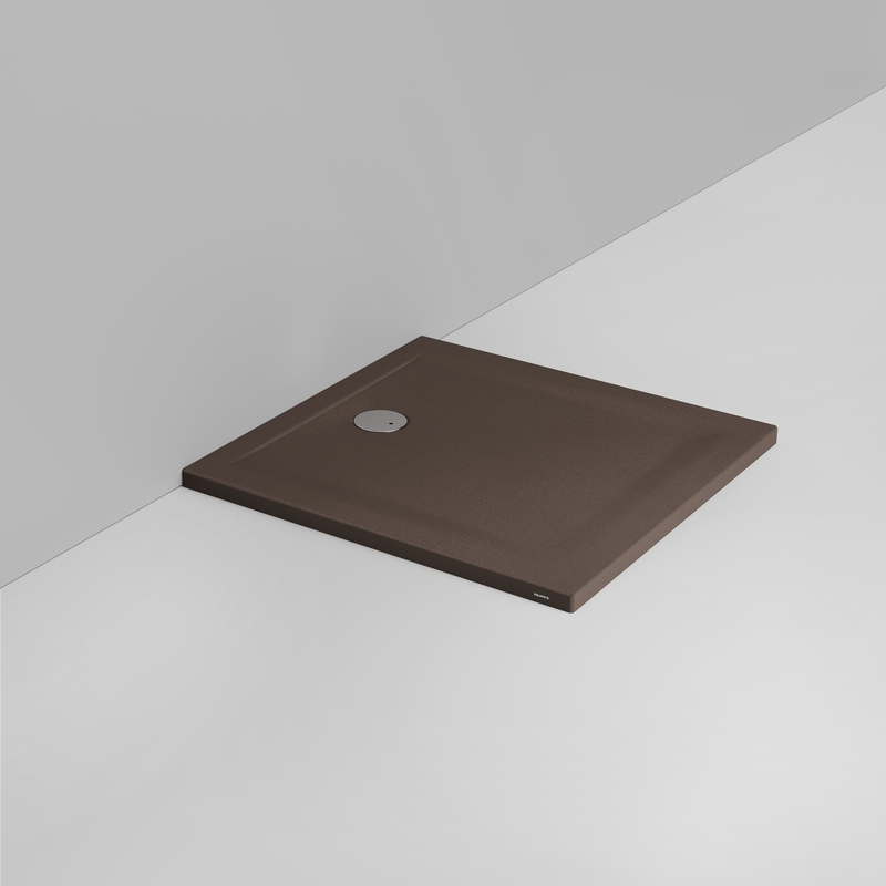 Ceramica Dolomite Square shower Tray waste towards wall H4 90×90 – Squash - Matt alpine brown anti-slip