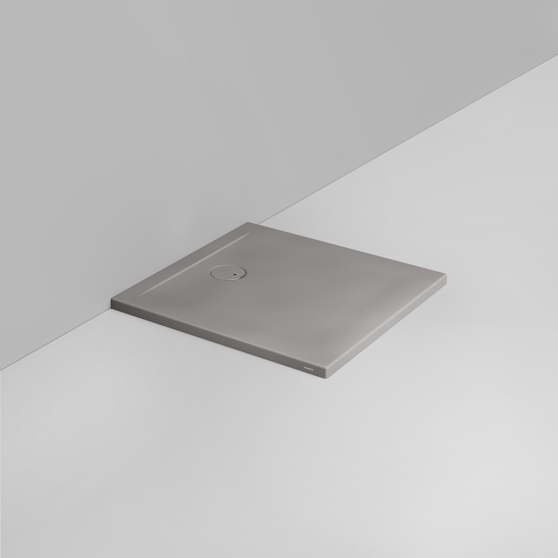 Ceramica Dolomite Square shower Tray waste towards wall H4 80×80 – Squash - Matt concrete grey