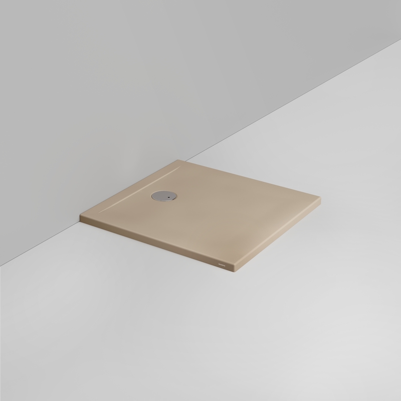 Ceramica Dolomite Square shower Tray waste towards wall H4 80×80 – Squash - Matt natural beige