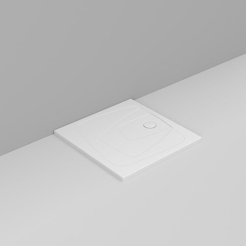 Ceramica Dolomite Receveur de douche carré Bonde vers la droite H4 90×90 – Oltre - Blanc mat