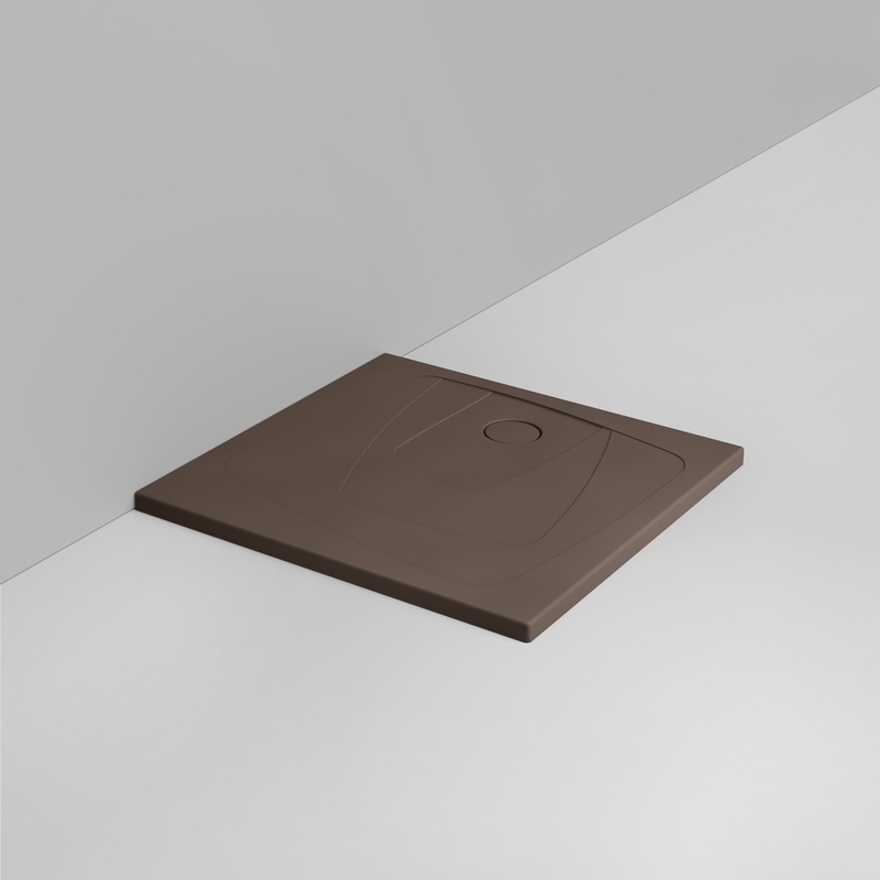Ceramica Dolomite Receveur de douche carré Bonde vers la droite H4 90×90 – Oltre - Marron alpin mat