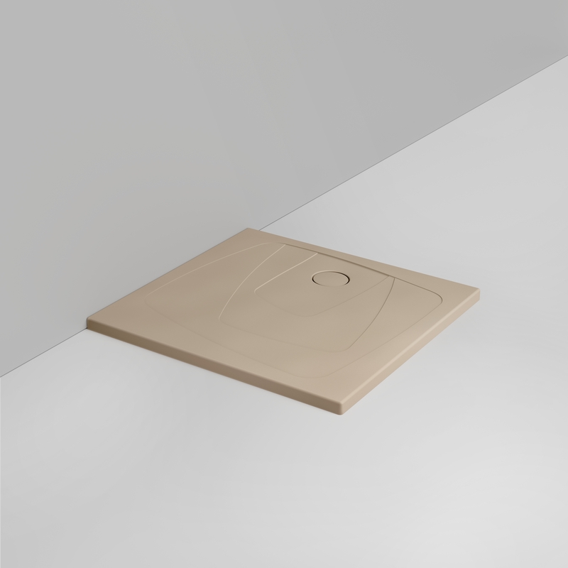 Ceramica Dolomite Receveur de douche carré Bonde vers la droite H4 90×90 – Oltre - Beige naturel mat