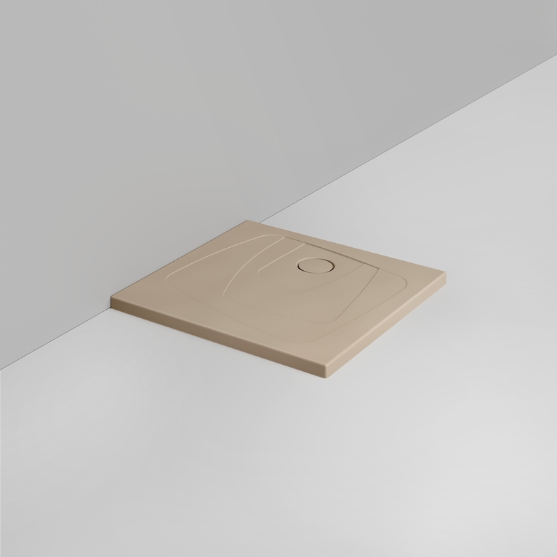 Ceramica Dolomite Receveur de douche carré Bonde vers la droite H4 80×80 – Oltre - Beige naturel mat