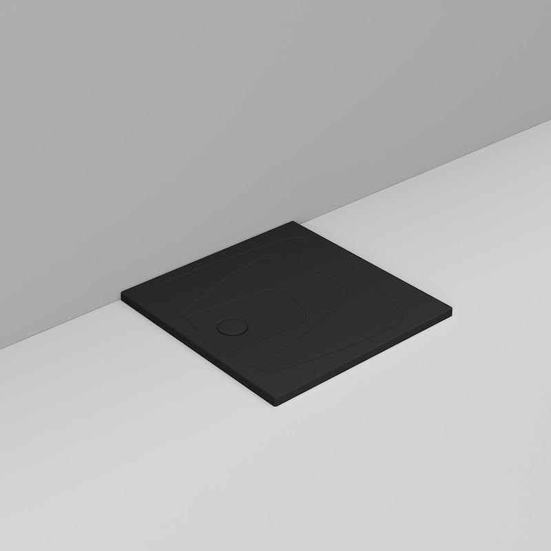 Ceramica Dolomite Receveur de douche carré bonde vers la gauche H4 90×90 – Oltre - Noir mat