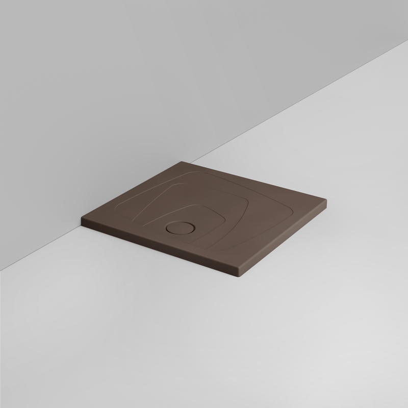 Ceramica Dolomite Receveur de douche carré Bonde vers la gauche H4 80×80 – Oltre - Marron alpin mat
