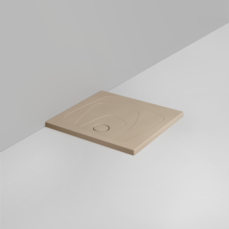 Ceramica Dolomite Receveur de douche carré Bonde vers la gauche H4 80×80 – Oltre - Beige naturel mat