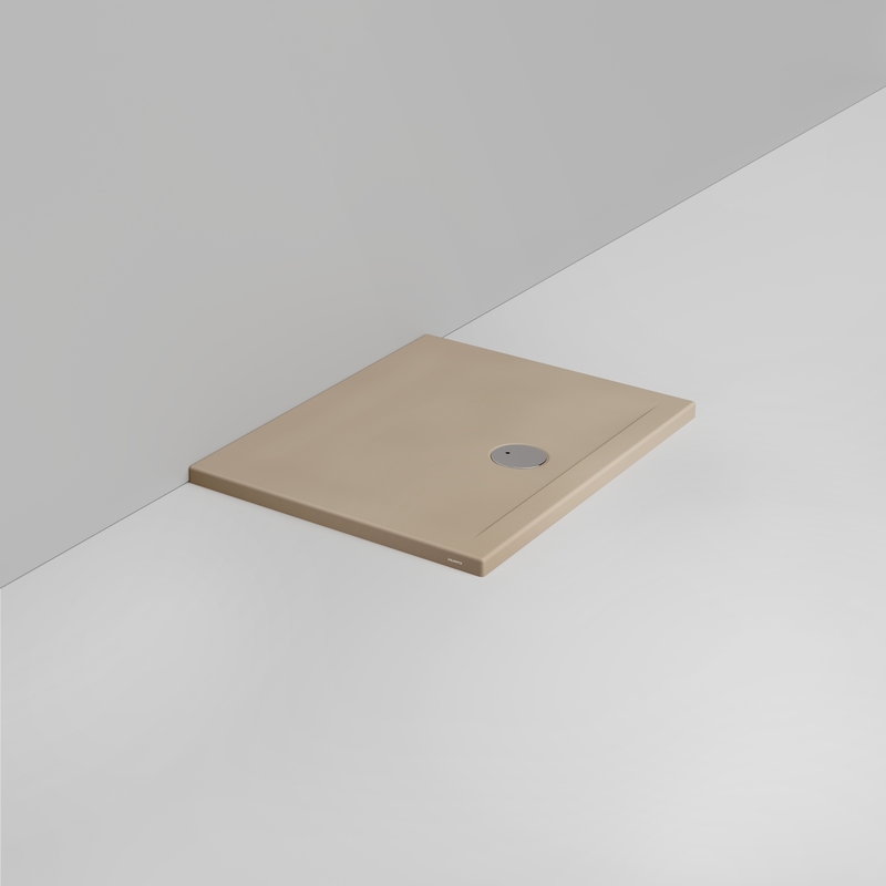 Ceramica Dolomite Douche rectangulaire Receveur bonde vers l&rsquo;avant H4 90×70 – Squash - Beige naturel mat