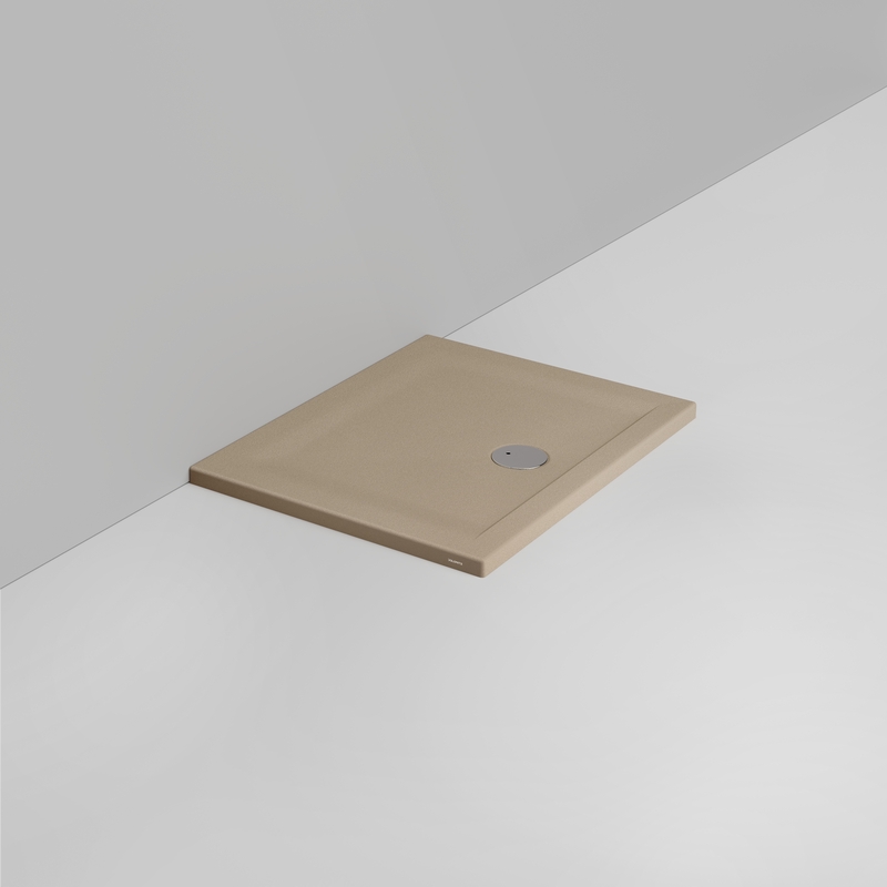 Ceramica Dolomite Douche rectangulaire Receveur bonde vers l&rsquo;avant H4 90×70 – Squash - Beige naturel mat antidérapant