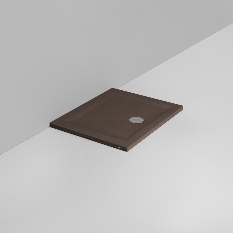 Ceramica Dolomite Douche rectangulaire Receveur bonde vers l&rsquo;avant H4 90×70 – Squash - Marron alpin mat antidérapant