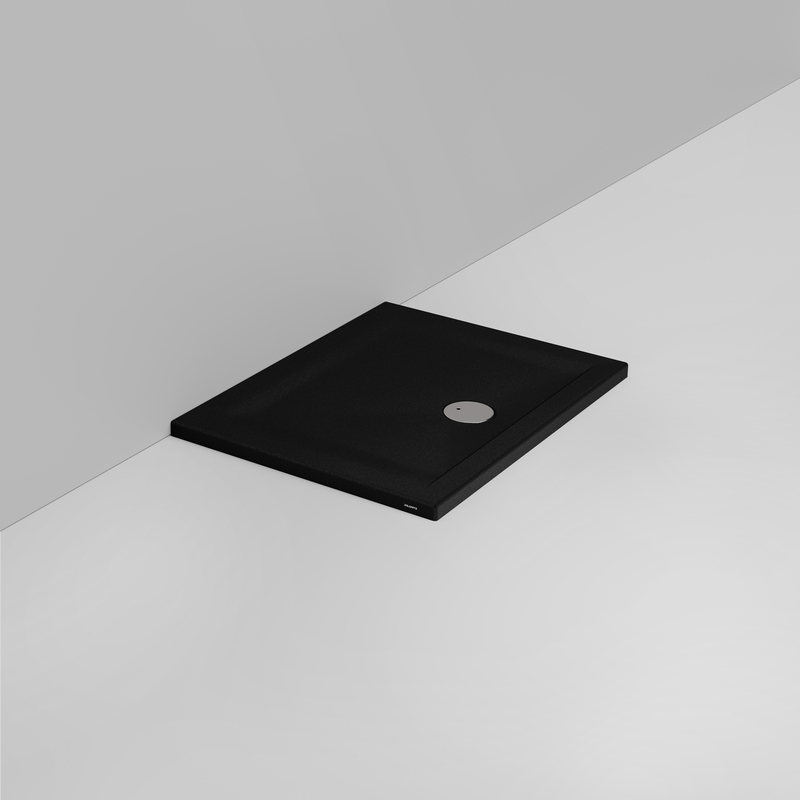 Ceramica Dolomite Douche rectangulaire Receveur bonde vers l&rsquo;avant H4 90×70 – Squash - Noir mat antidérapant
