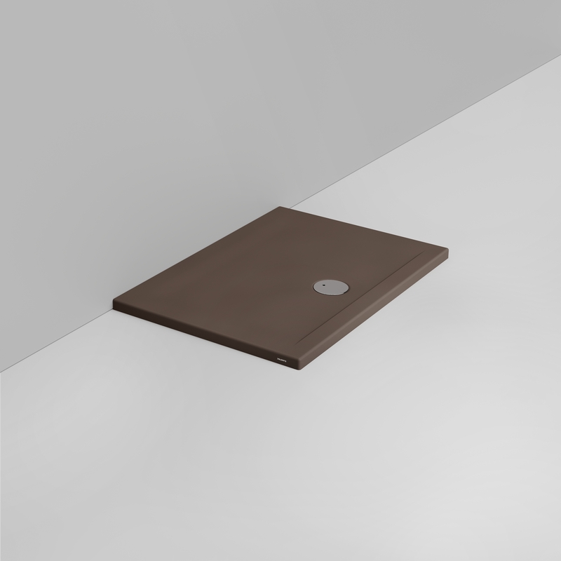 Ceramica Dolomite Douche rectangulaire Receveur bonde vers l&rsquo;avant H4 100×70 – Squash - Marron alpin mat