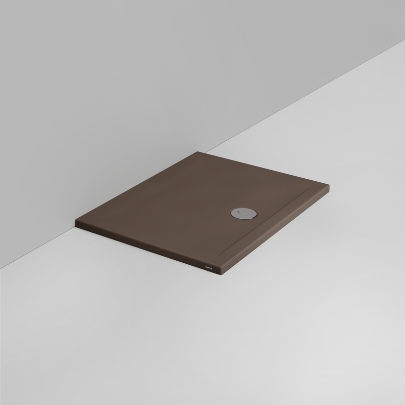 Ceramica Dolomite Rectangular shower Tray waste towards front H4 100×75 – Squash - Matt alpine brown