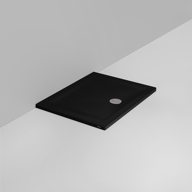 Ceramica Dolomite Rectangular shower Tray waste towards front H4 100×75 – Squash - Matt black anti-slip