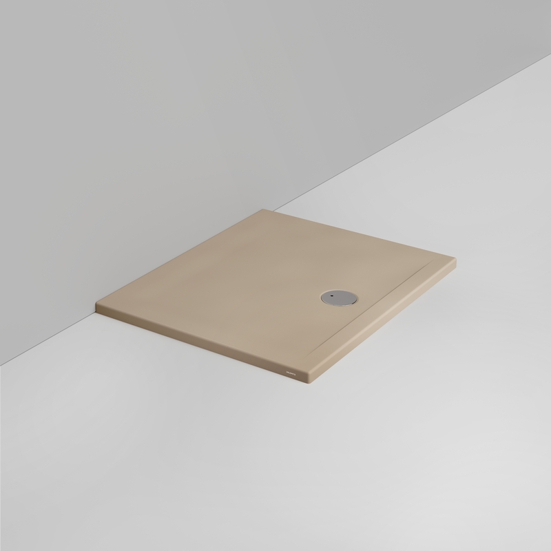 Ceramica Dolomite Douche rectangulaire Receveur bonde vers l&rsquo;avant H4 100×80 – Squash - Beige naturel mat