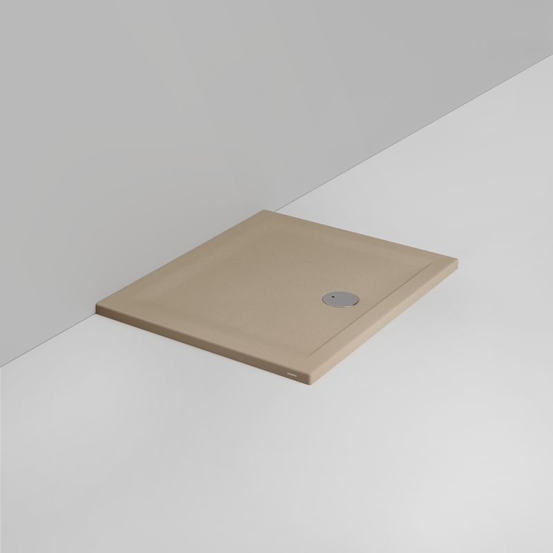 Ceramica Dolomite Douche rectangulaire Receveur bonde vers l&rsquo;avant H4 100×80 – Squash - Beige naturel mat antidérapant