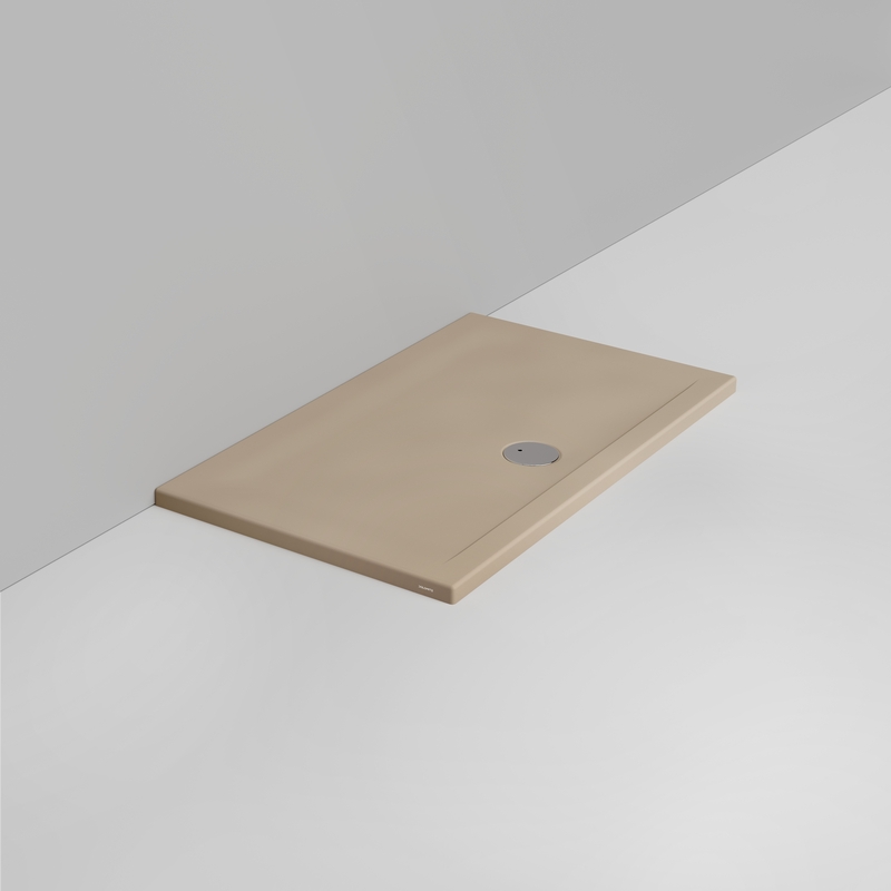 Ceramica Dolomite Douche rectangulaire Receveur bonde vers l&rsquo;avant H4 120×70 – Squash - Beige naturel mat