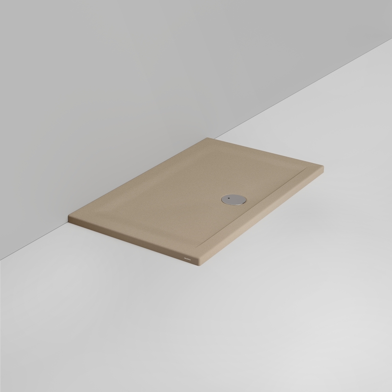 Ceramica Dolomite Douche rectangulaire Receveur bonde vers l&rsquo;avant H4 120×70 – Squash - Beige naturel mat antidérapant