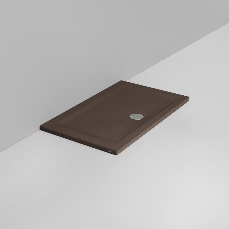 Ceramica Dolomite Douche rectangulaire Receveur bonde vers l&rsquo;avant H4 120×70 – Squash - Marron alpin mat antidérapant