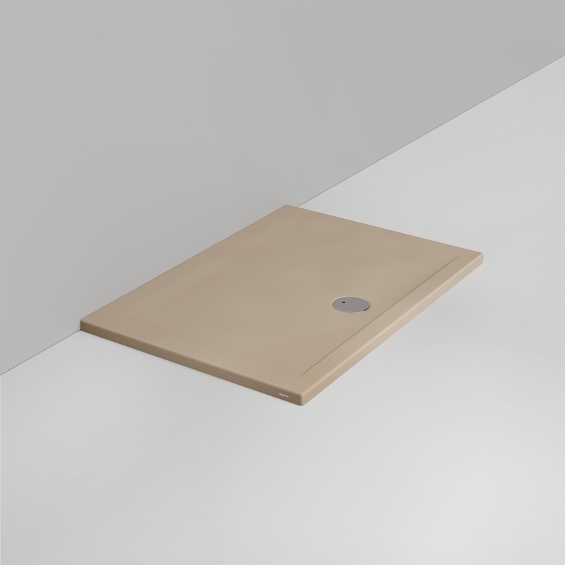 Ceramica Dolomite Douche rectangulaire Receveur bonde vers l&rsquo;avant H4 120×80 – Squash - Beige naturel mat