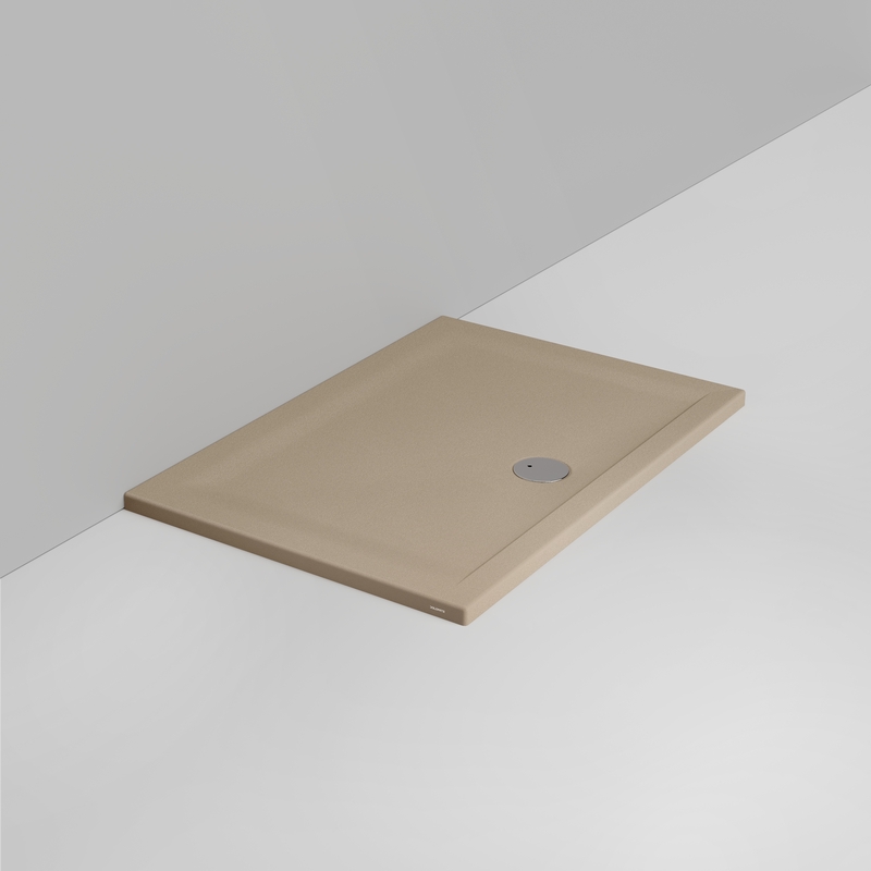 Ceramica Dolomite Douche rectangulaire Receveur bonde vers l&rsquo;avant H4 120×80 – Squash - Beige naturel mat antidérapant