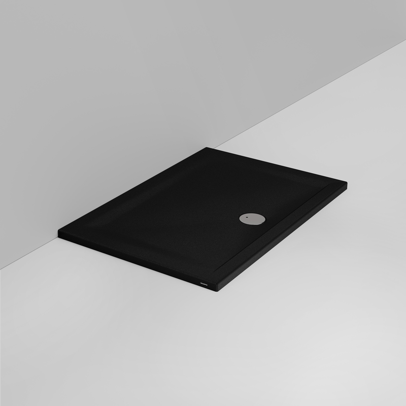 Ceramica Dolomite Douche rectangulaire Receveur bonde vers l&rsquo;avant H4 120×80 – Squash - Noir mat antidérapant