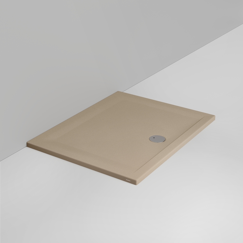 Ceramica Dolomite Douche rectangulaire Receveur bonde vers l&rsquo;avant H4 90×70 – Squash - Beige naturel mat antidérapant
