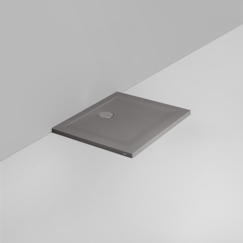 Ceramica Dolomite Receveur de douche rectangulaire bonde vers le mur H4 90×70 – Squash - Gris béton mat antidérapant