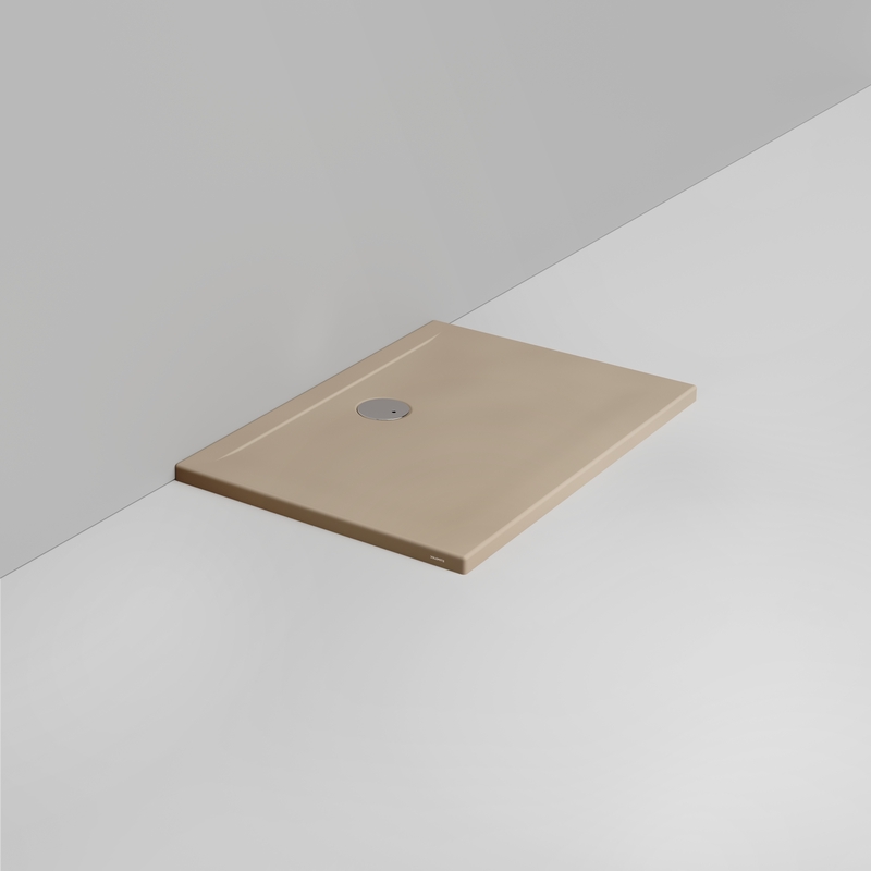 Ceramica Dolomite Receveur de douche rectangulaire bonde vers le mur H4 100×70 – Squash - Beige naturel mat