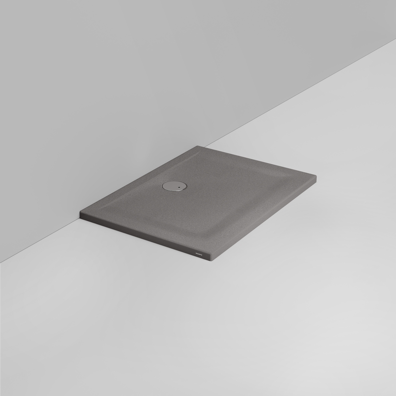 Ceramica Dolomite Receveur de douche rectangulaire bonde vers le mur H4 100×70 – Squash - Gris béton mat antidérapant