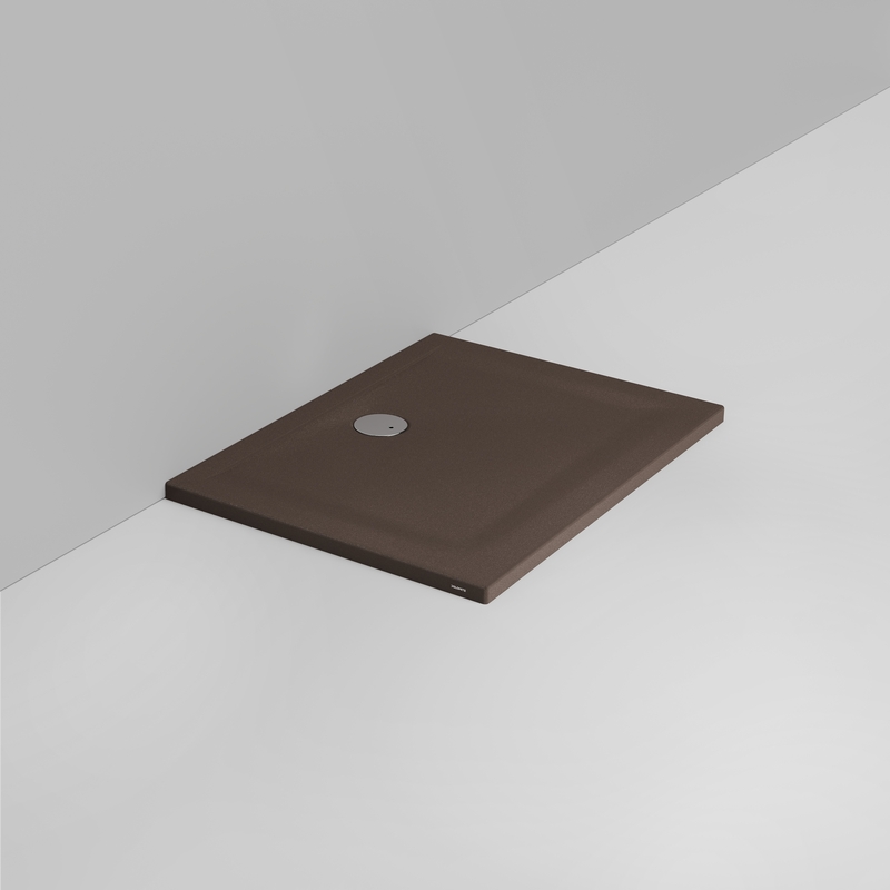 Ceramica Dolomite Rectangular shower Tray waste towards wall H4 100×75 – Squash - Matt alpine brown anti-slip