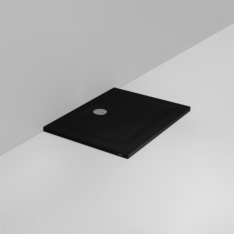 Ceramica Dolomite Rectangular shower Tray waste towards wall H4 100×75 – Squash - Matt black anti-slip