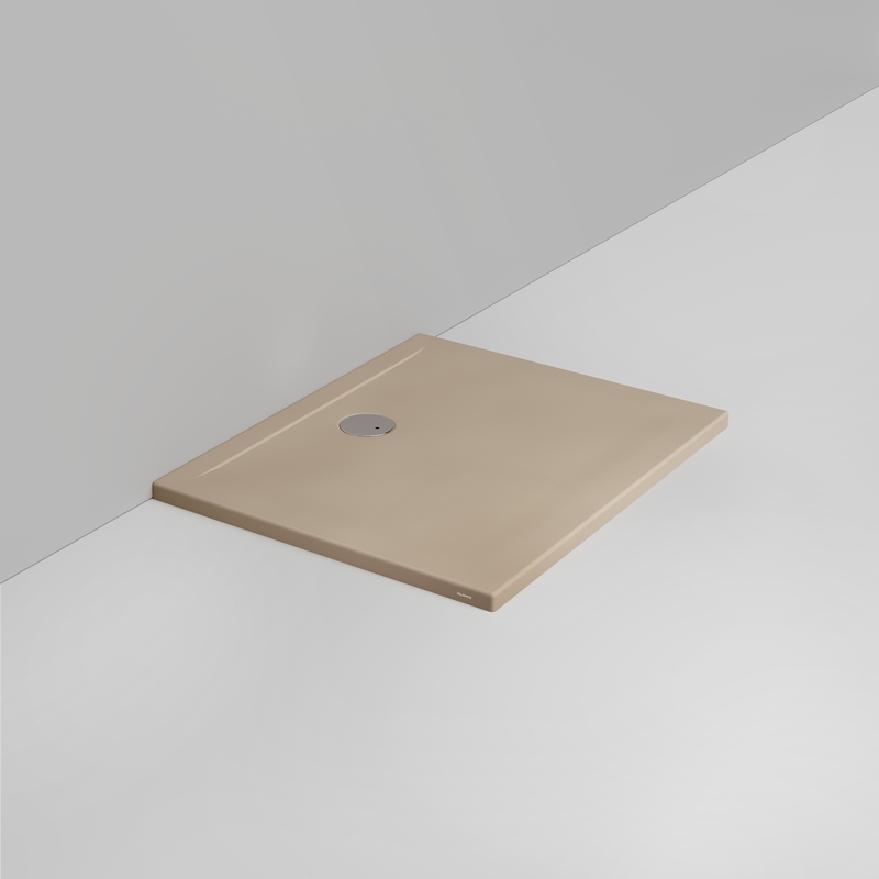 Ceramica Dolomite Receveur de douche rectangulaire bonde vers le mur H4 100×80 – Squash - Beige naturel mat