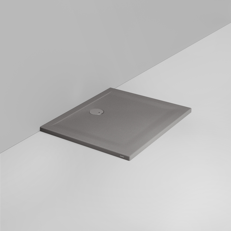 Ceramica Dolomite Receveur de douche rectangulaire bonde vers le mur H4 100×80 – Squash - Gris béton mat antidérapant