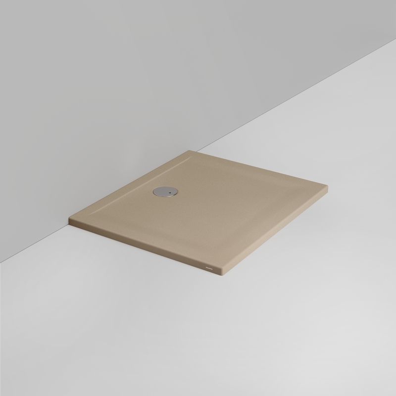 Ceramica Dolomite Receveur de douche rectangulaire bonde vers le mur H4 100×80 – Squash - Beige naturel mat antidérapant
