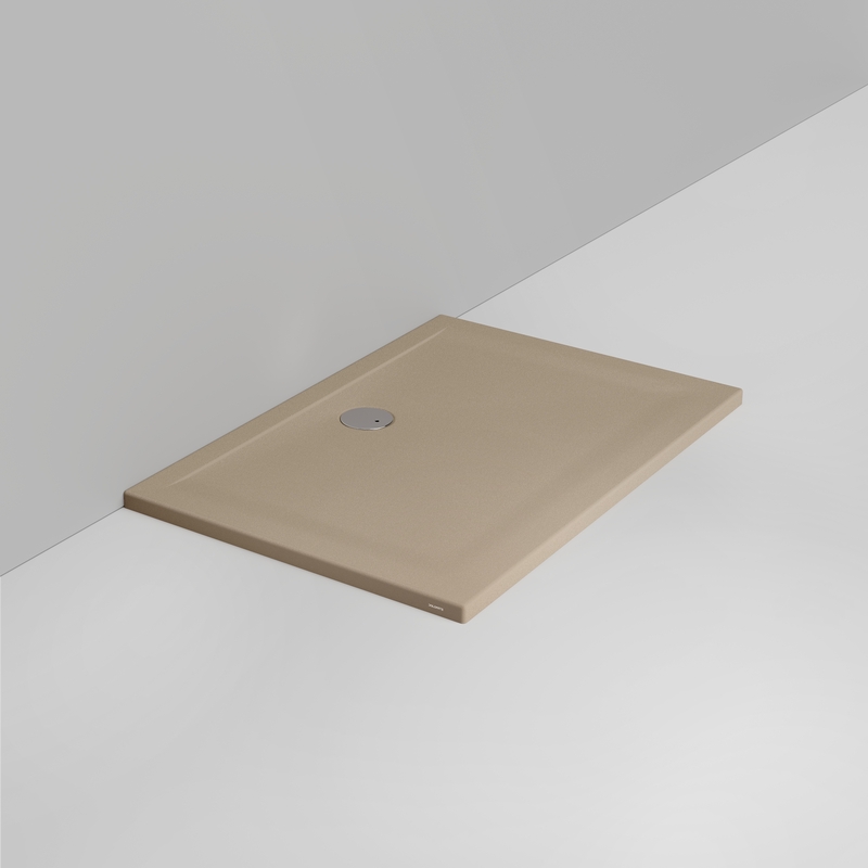 Ceramica Dolomite Receveur de douche rectangulaire bonde vers le mur H4 120×80 – Squash - Beige naturel mat antidérapant