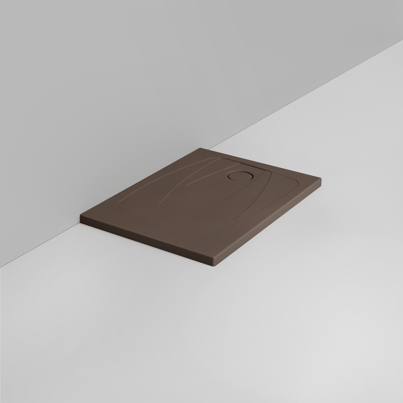 Ceramica Dolomite Rectangular shower Tray waste towards right H4 100×70 – Oltre - Matt alpine brown