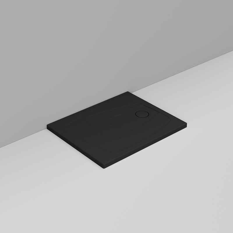 Ceramica Dolomite Rectangular shower Tray waste towards right H4 100×80 – Oltre - Matt black
